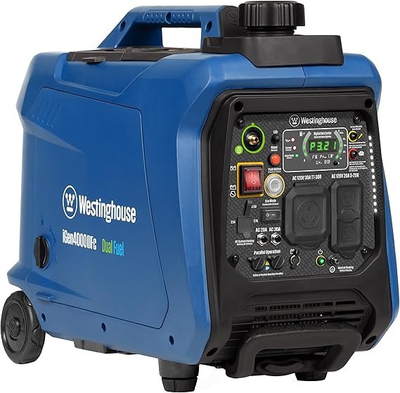 New Westinghouse 4000 Watt Dual Fuel Portable Inverter Generator with Recoil Start and CO Sensor