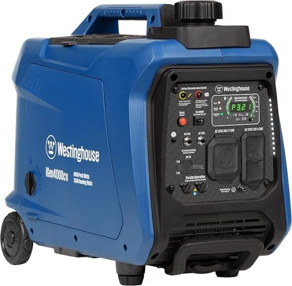 New Westinghouse 4000 Watt Gasoline Portable Inverter Generator with Recoil Start and CO Sensor