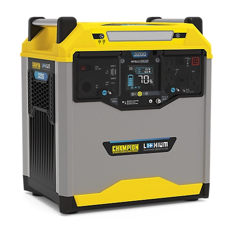 Champion Power Equipment 3276Wh 3200 1600Watt Lithium Ion Solar Generator Portable Power Station