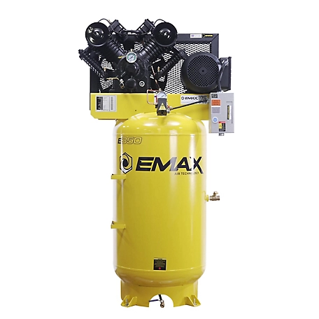 EMAX 10 HP 80 gal 2 Stage 1 PHASE Industrial V4 Pressure Lubricated Pump 38 CFM Air Compressor