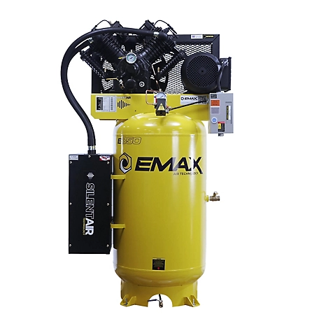 EMAX 7 5HP 80G 2 Stage Single Phase Industrial V4 Pressure Lubricated Pump 31CFM Air Compressor