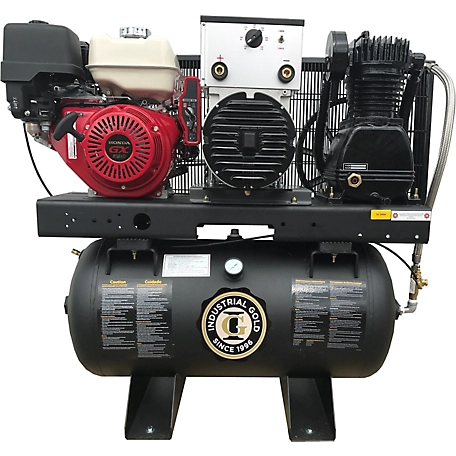 Industrial Gold 13 HP 30 gal 2 Stage Horizontal Honda 5000W Generator Welder Compressor