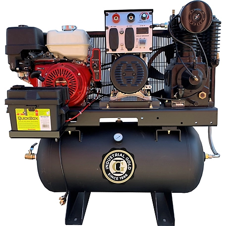 Industrial Gold 13 HP 30 gal Air Compressor Generator and Welder 110V 240V 1 Phase 60 Hz