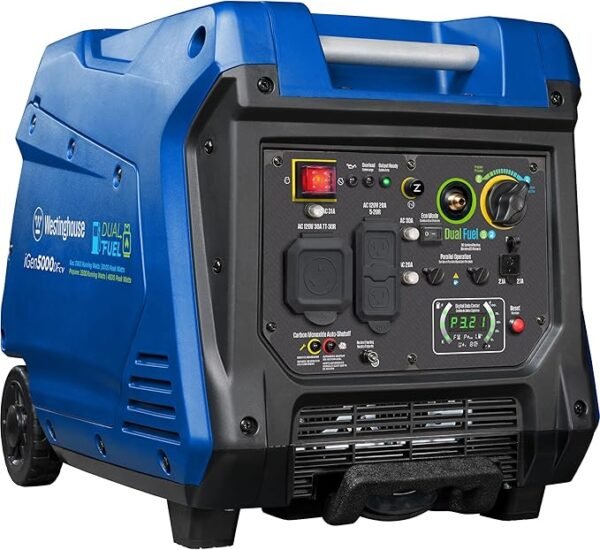 Westinghouse 5000 Watt Dual Fuel Recoil Start Portable Inverter Generator with CO Sensor