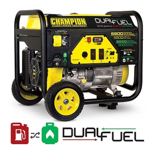 Champion Power Equipment 5500 Watt Gas 5000 Watt LPG Dual Fuel Portable Generator with Wheel Kit