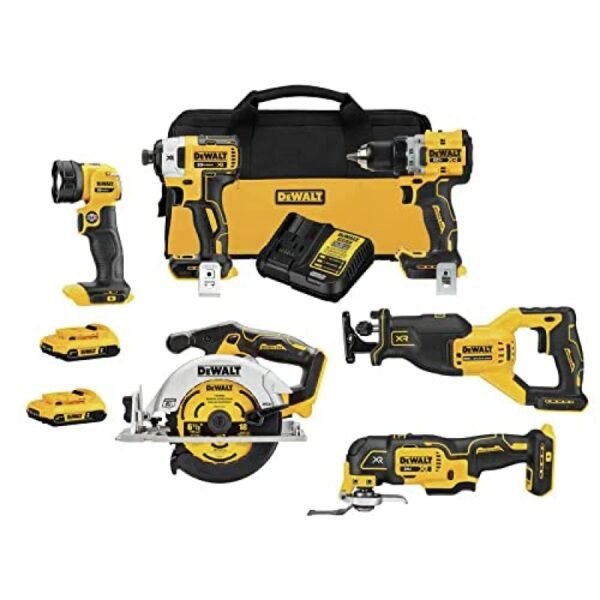 DEWALT 20V MAX XR Cordless 6 Tool Combo Kit with Batteries and Charger DCK648D2