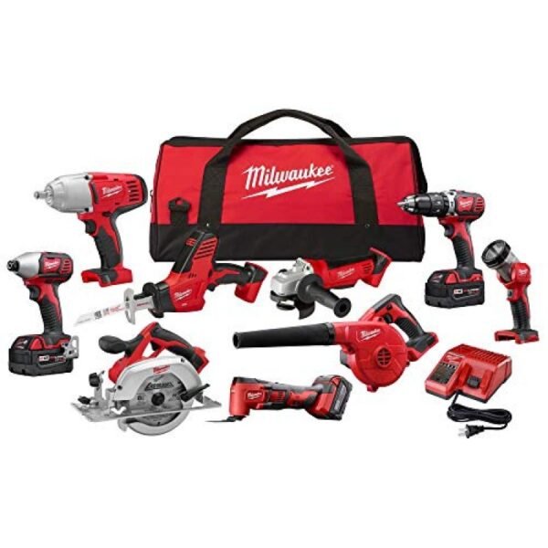 MILWAUKEE M18 18 Volt Lithium Ion Cordless Combo Tool Kit 9 Tool