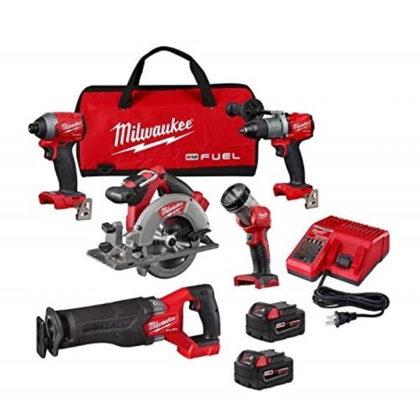 Milwaukee 299825 M18 FUEL 18 Volt Lithium Ion Brushless Cordless Combo Kit 5 Tool