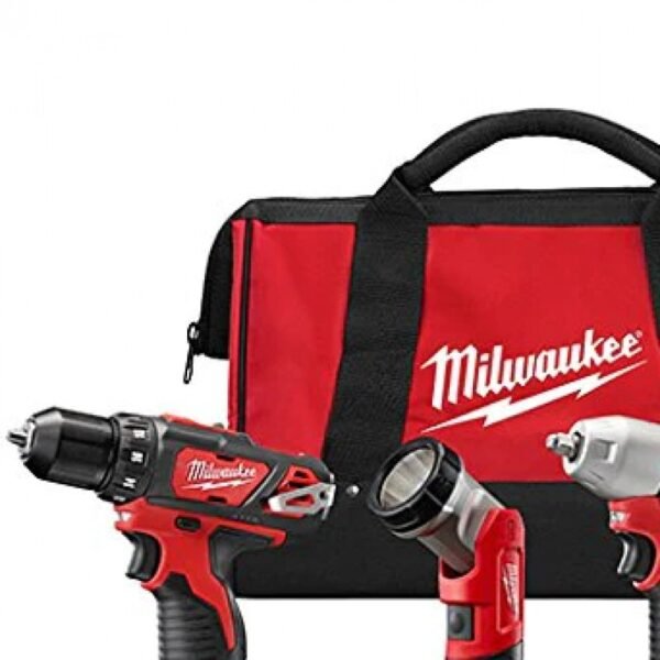 Milwaukee M12 3 8 Driver Drill 3 8 Impact 1 4 Ratchet Light and 2 Batteries