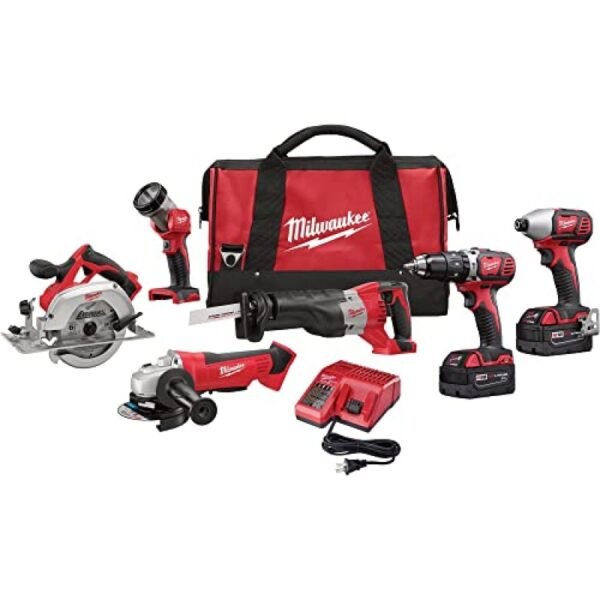 Milwaukee M18 6 Tool Combo Kit 269626 Hammer Drill 260220 Hex Impact Driver 2650