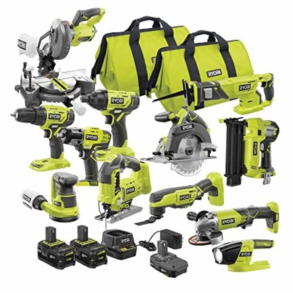 RYOBI ONE Plus 18V Cordless 12 Tool Combo Kit with 3 Batteries and Charger PCK850KN