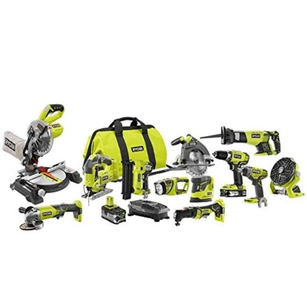 Ryobi P1896 ONE Plus 18 Volt Lithium Ion Cordless Combo Kit 12 Tool